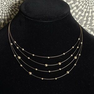 Multistrand Gold Tone Beaded Necklace Preowned